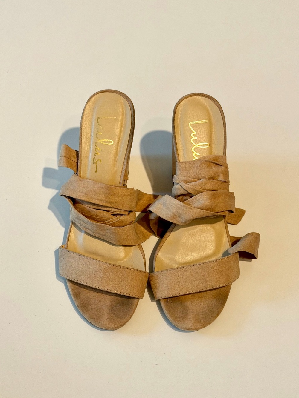 Lulu’s Tan Lace Up Heels